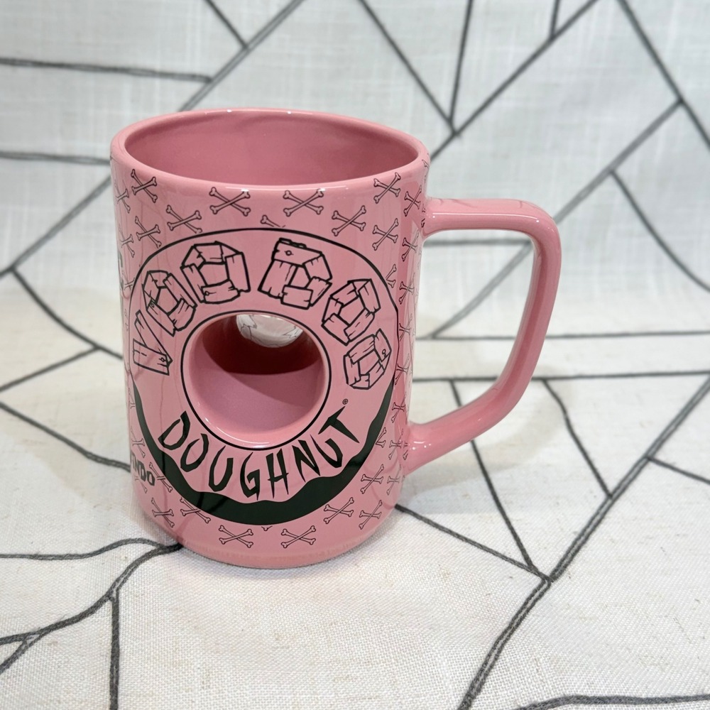 Voodoo Doughnut Mug OS Pink Universal Orlando Magic Is In The Hole Donut Ceramic